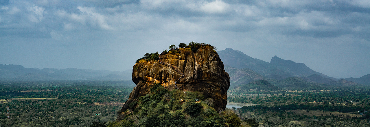 Sigiriya Rock Fortress at dusk