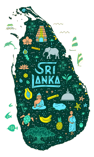 Illustrated map of Sri Lanka